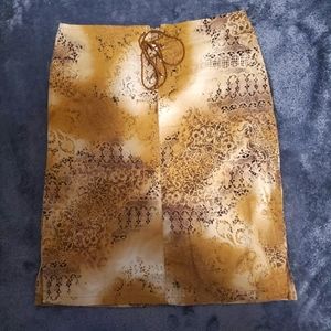 Vintage Boho Mini Skirt by Zoey Beth | Brown Gold Patterned Y2K Aesthetic
